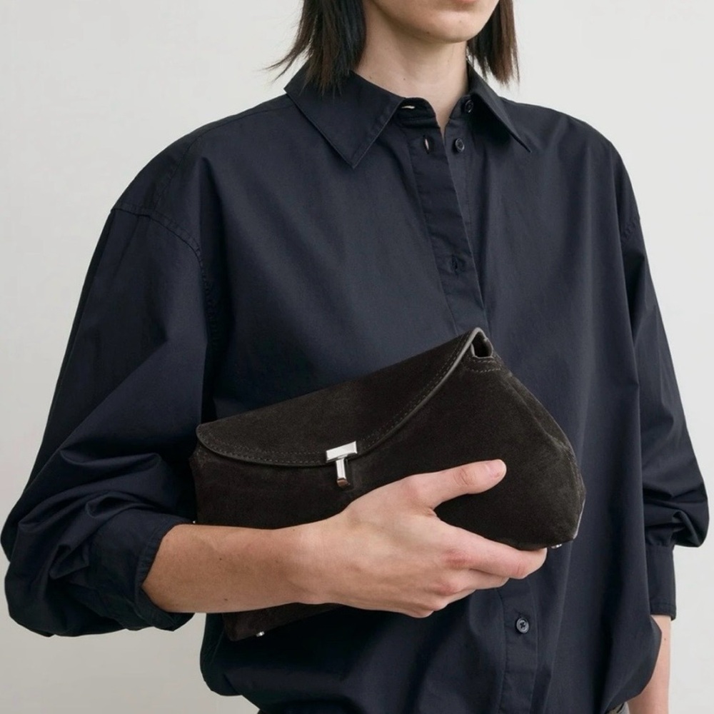 NWT Toteme T-Lock Suede Clutch in Espresso - Picture 15 of 15